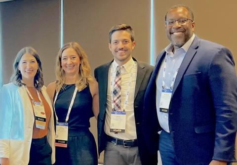 Susan Hochman and Brittany Boyer (Healthyhorns), James Aluri (Johns Hopkins University) and Broderick Leaks (University of Southern California) at the American College Health Association Annual Meeting