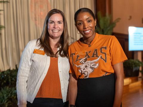 Marilyn Russell and Kian Greely (Office of the Dean of Students) at Longhorn Playbook