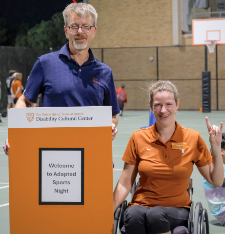 Chris Brownson, (University Health Services) and Emily Shryock (Disability Cultural Center) at Adapted Sports Night