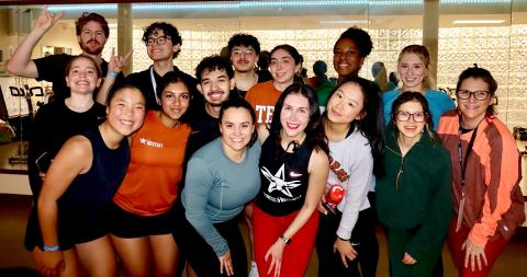 Group of UT students with RecSports staff members