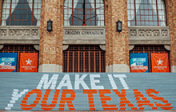 Make It Your Texas on the steps of Gregory Gym