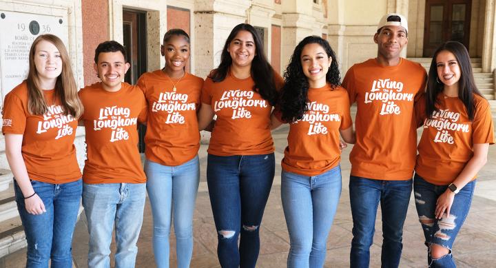 Students wearing Living the Longhorn Life T-shirts