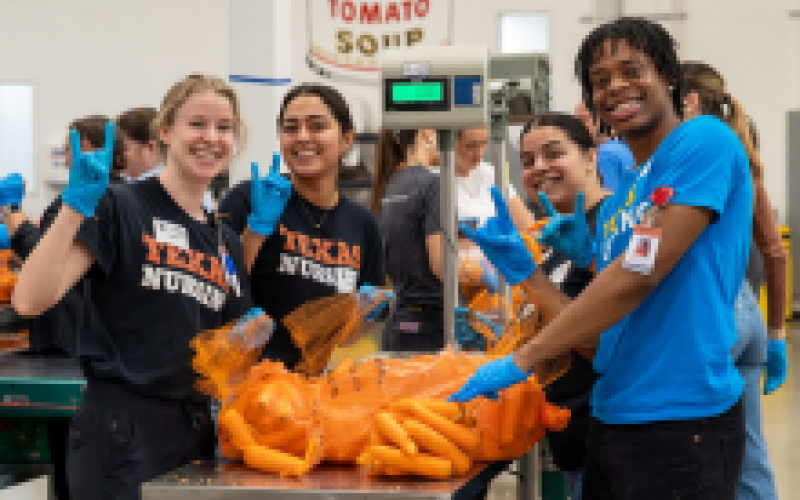 Longhorn students volunteering at the food bank
