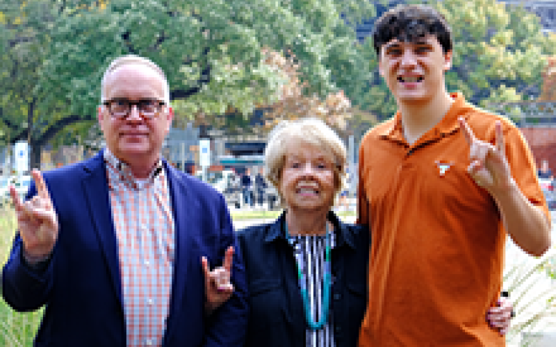 Scholarship recipient with Sharon Justice and Vice President John Dalton