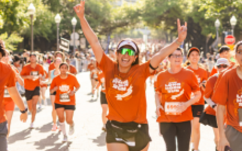 Student participating in Longhorn Run